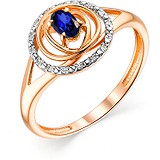 Женское золотое кольцо с сапфиром и бриллиантами, 1703692