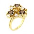Женское золотое кольцо с дымчатыми кварцами, цитринами и куб. циркониями - фото 1