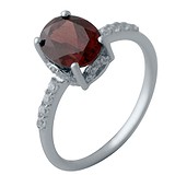 Женское серебряное кольцо с куб. циркониями и гранатом (2035183), фото
