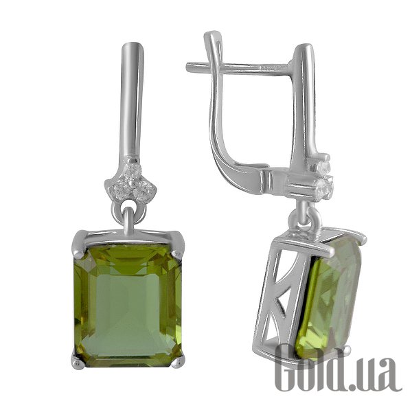 

Серьги с подвесками Fresh Jewelry, Серебряные серьги с куб. циркониями и султанитами