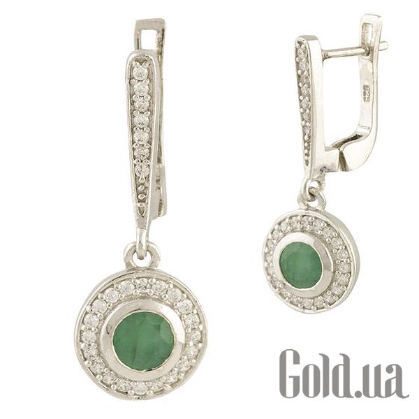 

Серьги с подвесками Fresh Jewelry, Серебряные серьги с куб. циркониями и изумрудами