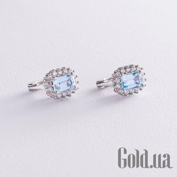 

Серьги Украина, Серебряные серьги с куб. циркониями и топазами