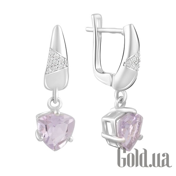 

Серьги с подвесками Fresh Jewelry, Серебряные серьги с куб. циркониями и аметистами