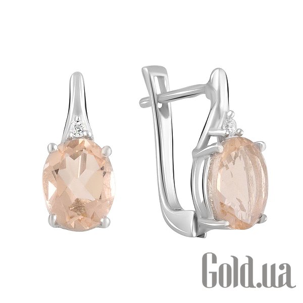 

Серьги Fresh Jewelry, Серебряные серьги с куб. циркониями и синт. морганитами