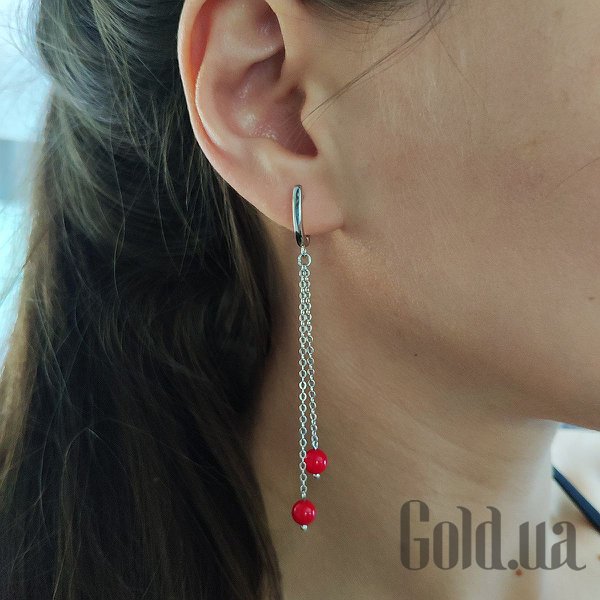 Сережки з підвісками Fresh Jewelry Срібні сережки з коралами