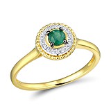 Женское золотое кольцо с бриллиантами и изумрудом