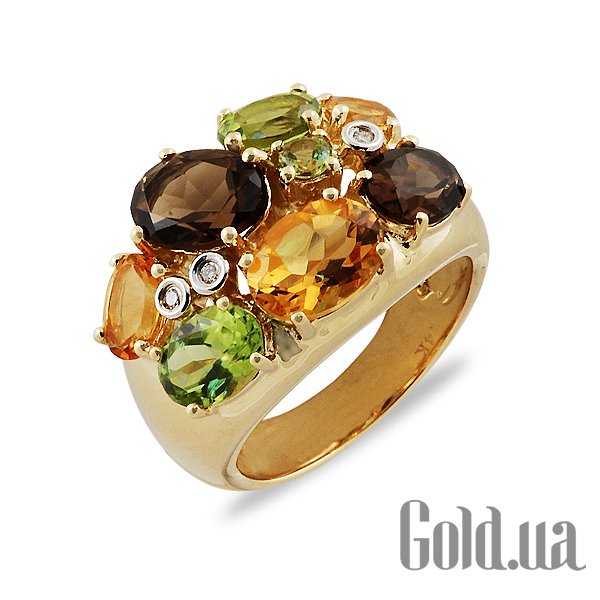 Купить Женское золотое кольцо с бриллиантами и полудрагоценными камнями