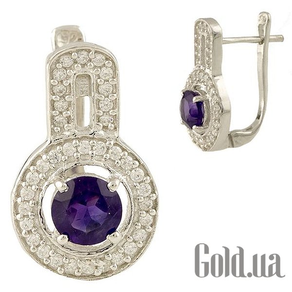 

Серьги Fresh Jewelry, Серебряные серьги с аметистами и куб. циркониями