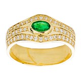 Женское золотое кольцо с бриллиантами и изумрудом, 1548557
