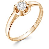 Золотое кольцо с бриллиантом, 1611789