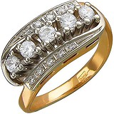 Женское золотое кольцо с куб. циркониями, 1614861