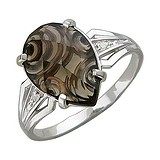 Женское серебряное кольцо с куб. циркониями и раухтопазом, 1617421