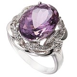 Женское серебряное кольцо с куб. циркониями и аметистом, 1651469