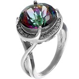 Женское серебряное кольцо с куб. циркониями и топазом, 1669901