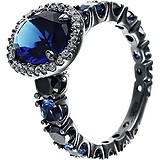Женское серебряное кольцо с куб. циркониями и ювелирным стеклом, 1676557