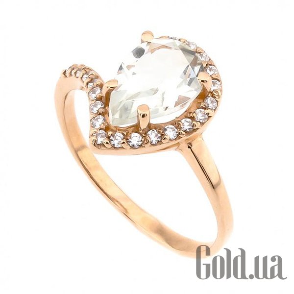 

Кольцо Украина, Женское золотое кольцо с кварцем и куб. циркониями, 16