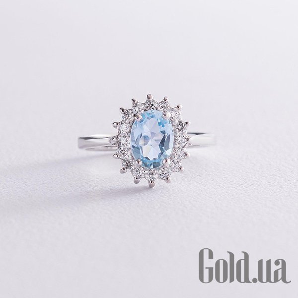 

Женские кольца Украина, Женское серебряное кольцо с куб. циркониями и топазом, 16