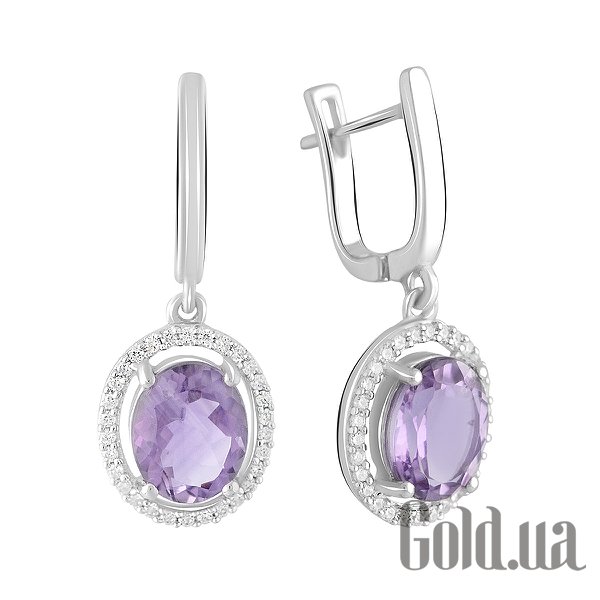 

Серьги с подвесками Fresh Jewelry, Серебряные серьги с куб. циркониями и аметистами