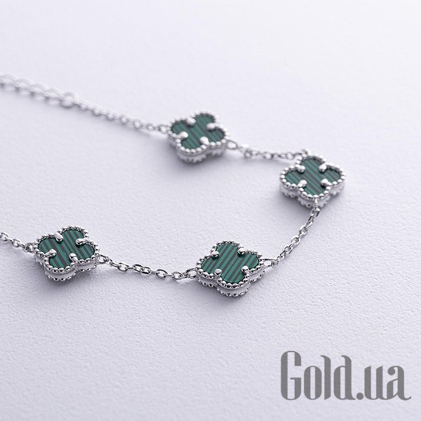 

Женские браслеты Украина, Женский серебряный браслет с малахитами, 18