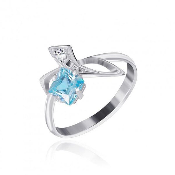 Жіноча срібна каблучка з куб. цирконіями