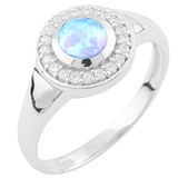 Женское серебряное кольцо с опалом и куб. циркониями, 1402126