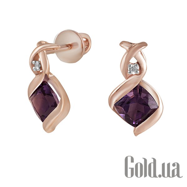 

Серьги-гвоздики Lurie Jewelry, Золотые серьги с бриллиантами и аметистами