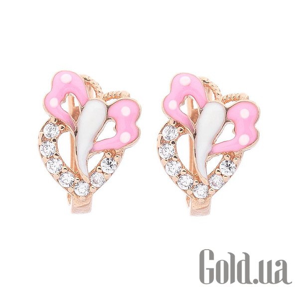 

Детские серьги Украина, Золотые серьги с куб. циркониями и эмалью