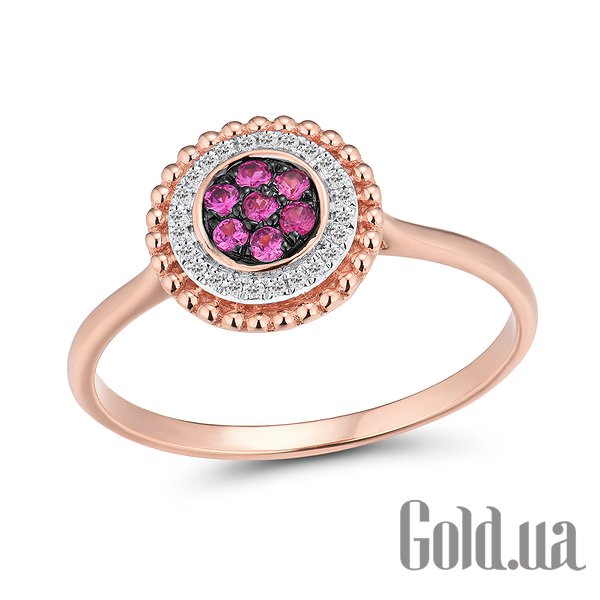 

Кольцо Lurie Jewelry, Женское золотое кольцо с бриллиантами и рубинами, 17.5