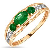 Женское золотое кольцо с бриллиантами и изумрудами, 1703438