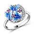 Женское серебряное кольцо с куб.циркониями, сапфирами и эмалью - фото 1
