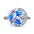 Женское серебряное кольцо с куб.циркониями, сапфирами и эмалью - фото 2