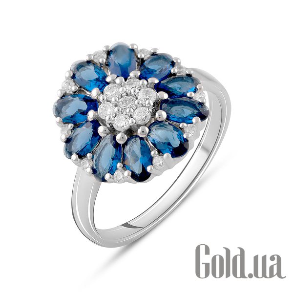 

Женские кольца Fresh Jewelry, Женское серебряное кольцо с куб. циркониями и синт. сапфирами, 17.5