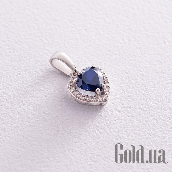 

Кулоны-сердечки Украина, Серебряный кулон с куб. циркониями и синт. сапфиром