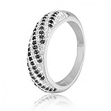 Серебряное обручальное кольцо с куб. циркониями, 569870