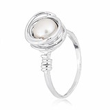 Женское серебряное кольцо с жемчугом (КК2Ж/260), фото
