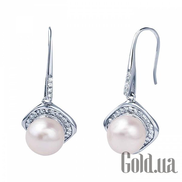 

Серьги с подвесками Lurie Jewelry, Серебряные серьги с жемчугом и куб. циркониями