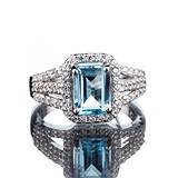 Женское серебряное кольцо с куб. циркониями и топазом, 1527055