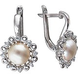 Срібні сережки з прісн. перлами і куб. цирконіями, 1531919