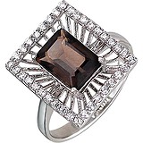 Женское серебряное кольцо с куб. циркониями и раухтопазом, 1612559