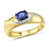 Женское золотое кольцо с бриллиантами и сапфиром, 1645327