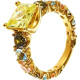 Женское серебряное кольцо с куб. циркониями в позолоте, 1655567