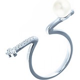 Женское серебряное кольцо с куб. циркониями и жемчугом, 1668879