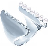 Женское серебряное кольцо с куб. циркониями и жемчугом, 1669903