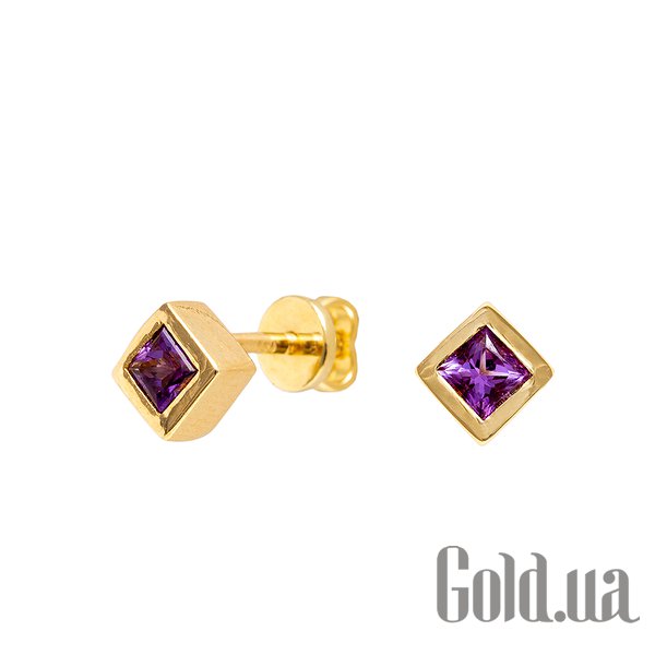 

Серьги-гвоздики Ivon jeweler, Золотые серьги с аметистами