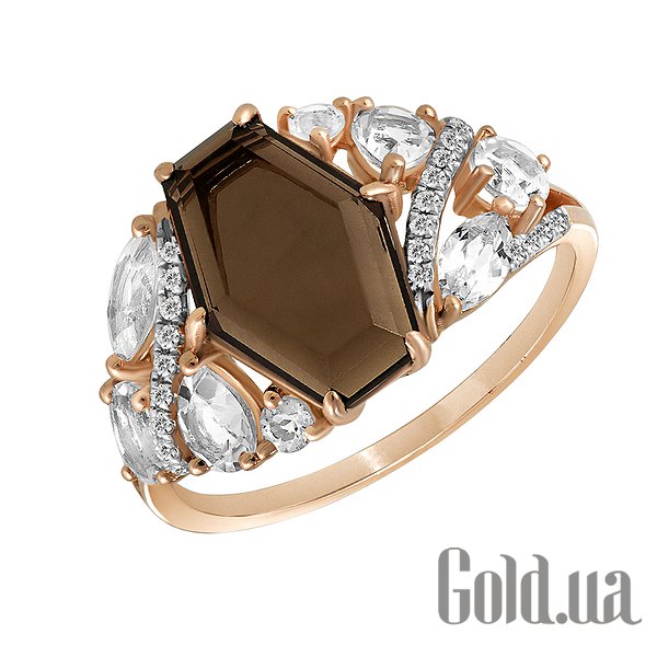 

Кольцо Lurie Jewelry, Женское золотое кольцо с бриллиантами и кварцами, 17.5