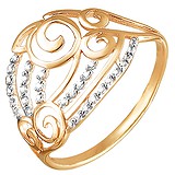 Женское золотое кольцо с куб. циркониями, 1614096