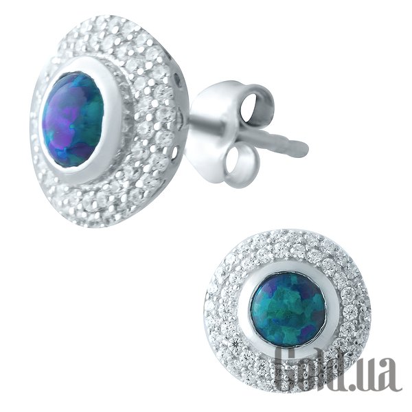 

Серьги-гвоздики Fresh Jewelry, Серебряные серьги с опалами и куб. циркониями