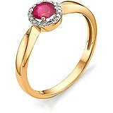 Женское золотое кольцо с бриллиантами и рубином, 1644048