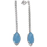 Срібні сережки з оніксами і кристалами Swarovski, 1659920