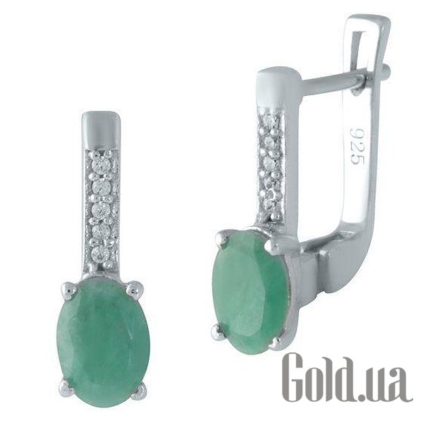 

Серьги Fresh Jewelry, Серебряные серьги с изумрудами и куб. циркониями